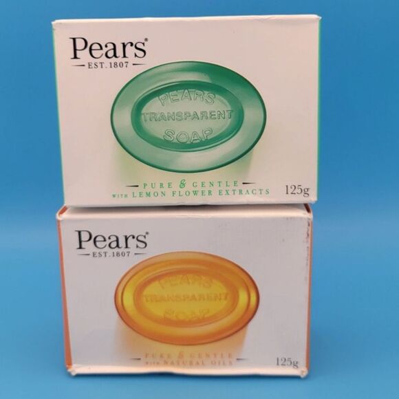 SEALED 2 Bar Pears Transparent Glycerin Soap Gentle Lemon Flower, Natural Oils - Picture 1 of 5
